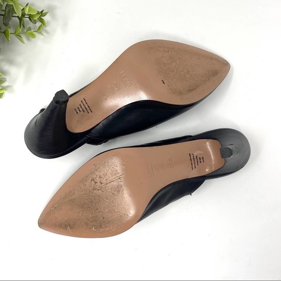 Lewit Black Soft Leather Tan Pointed Toe Sling Back Heels - Picture 4 of 9